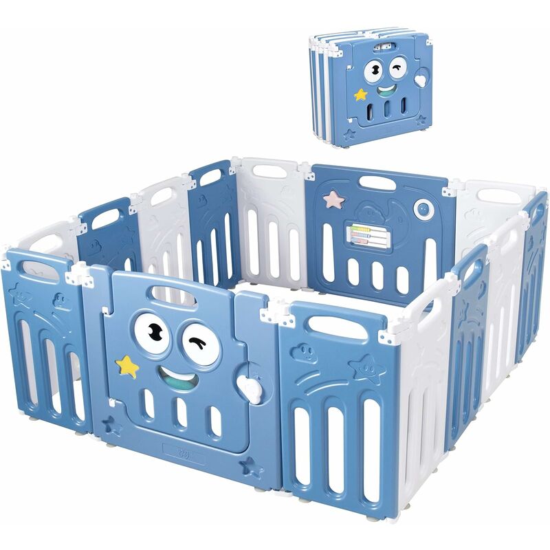 Randaco Box Bambini Neonato Protezione 14 Pannelli Recinto per Bambini  Pieghevole Barriera di Sicurezza Grigio