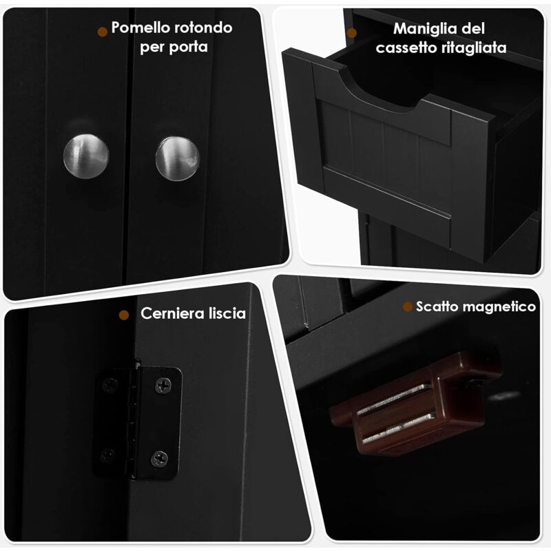 Yaheetech Mobile da Bagno Bianco Mobiletto da Terra Portaoggetti Mobile da Pavimento