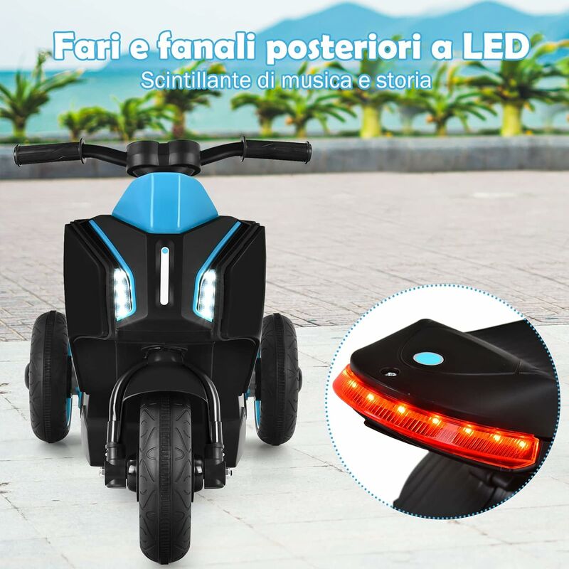 Vespa cavalcabile 6 V per bambini con musica e clacson, Moto elettrica con  luci LED e rotelle Rosso - Costway