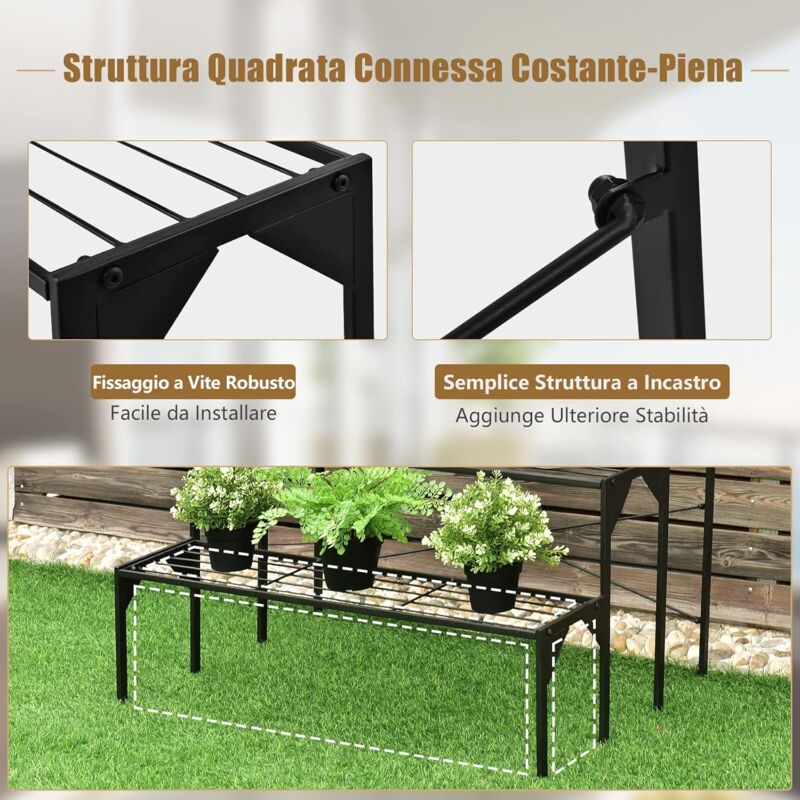 Medla Scaffale Piante Porta Fiori Vasi a 9 Ripiani, scaffale per piante da esterno legno