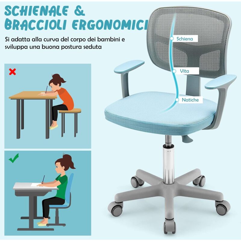 naspaluro Sedia da Ufficio senza Braccioli, Sedia Scrivania con Ampio Cuscino senza Ruote, Sedia Girevole in Velluto, Schienale Reclinabile e Altezza Regolabile per Studio, Camera da Letto, Grigio