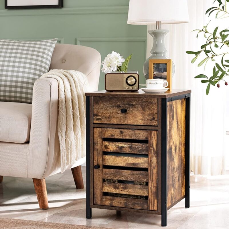 Tavolino 5 Cassetti CAIYUN – Comodino E Mobiletto Salvaspazio Per Soggiorno E Camera Da Letto – Colore Bianco, Vintage Marrone O Nero – Facile Montaggio