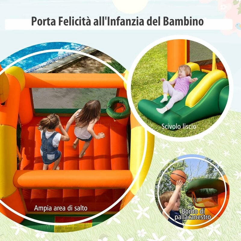 Castello gonfiabile per bambini con scivolo area di salto borsa di