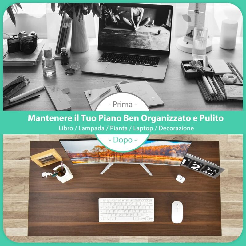 COSTWAY Scrivania per Computer da 100 cm, Scrivania con Struttura in  Acciaio, Tavolo per Computer in Stile Moderno e Semplice, Ideale per Casa e  Ufficio, 100 x 50 x 75cm Caffè