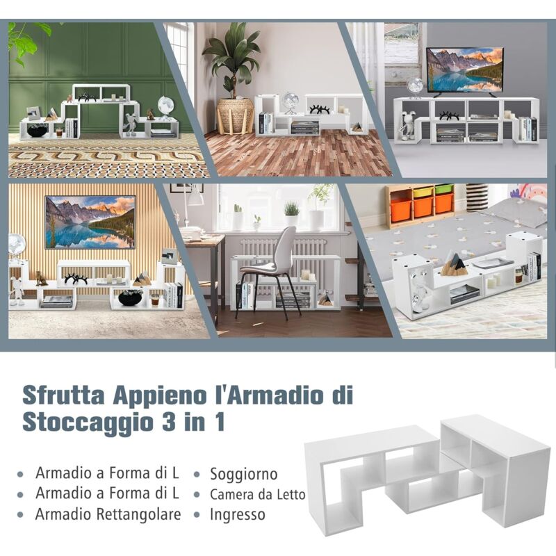 Comò 5 Cassetti In Tessuto Con Ripiani Aperti – Sweetcrispy, Mobile TV E Contenitore Per Soggiorno/camera