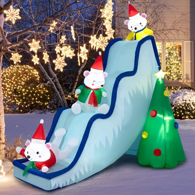 Decorazione natalizia gonfiabile da 240 cm con luci a LED, Faro gonfiabile a forma di Babbo Natale e renna che si arrampica, per esterni e interni | Leroy Merlin