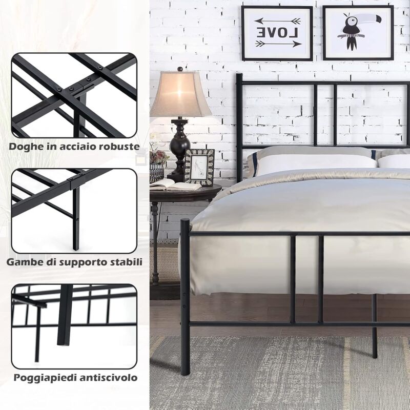 Telaio Letto Matrimoniale 160x200 Cm Con Luci LED - Design Galleggiante E Senza Rumori - Foto 3