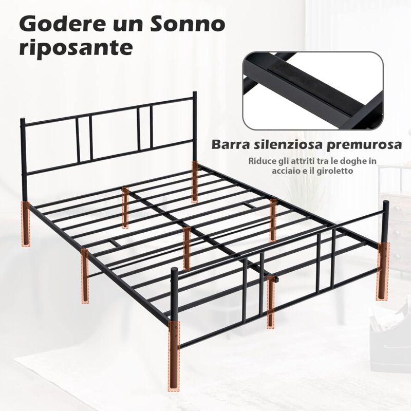 Telaio Letto Matrimoniale 160x200 Cm Con Luci LED - Design Galleggiante E Senza Rumori - Foto 9