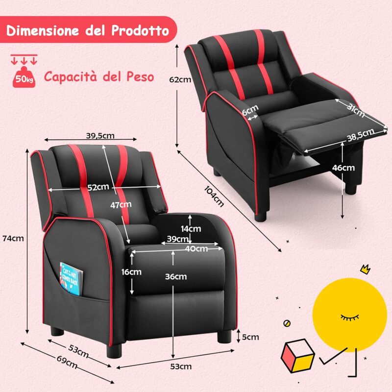 Set di 4 fodere per sedia reclinabile, in peluche spesso