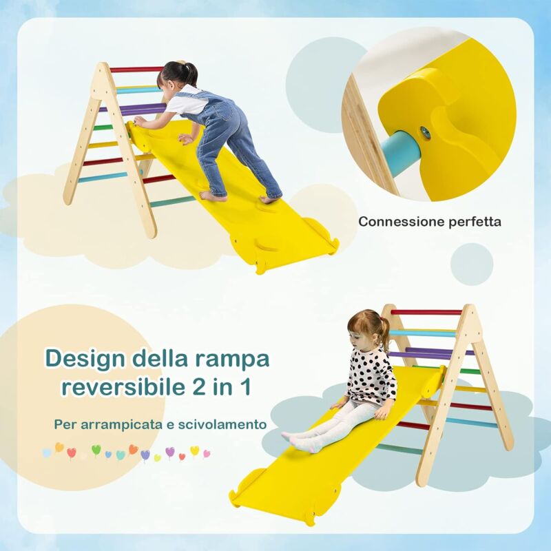 Arrampicata per bambini 2 in 1. Palestra bambini interno con