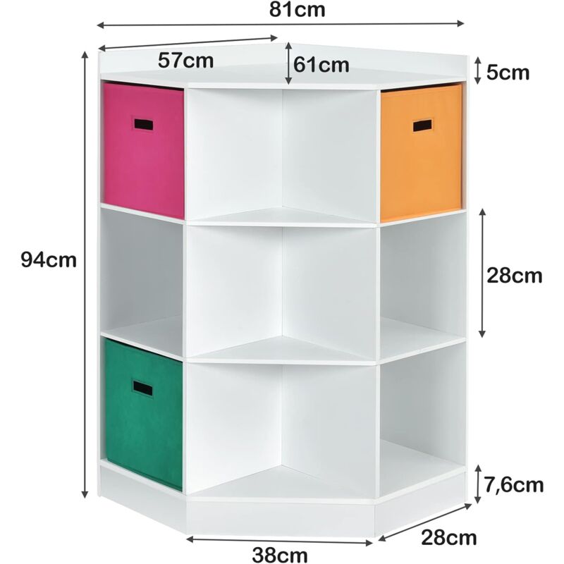 Mobile Angolare COSTWAY A 9 Cubi - Con Stazione Di Ricarica USB E Prese, Bianco, 51x71.5x86 Cm