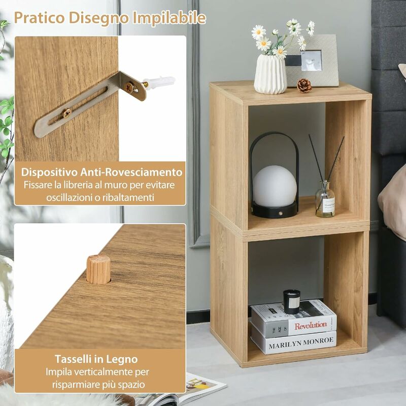 WOLTU Libreria a 9 Cubi Portaoggetti, Scaffale in Legno con 3 Cassetti in  Tessuto Non Tessuto, Libreria per Soggiorno, Camera da Letto, Ufficio