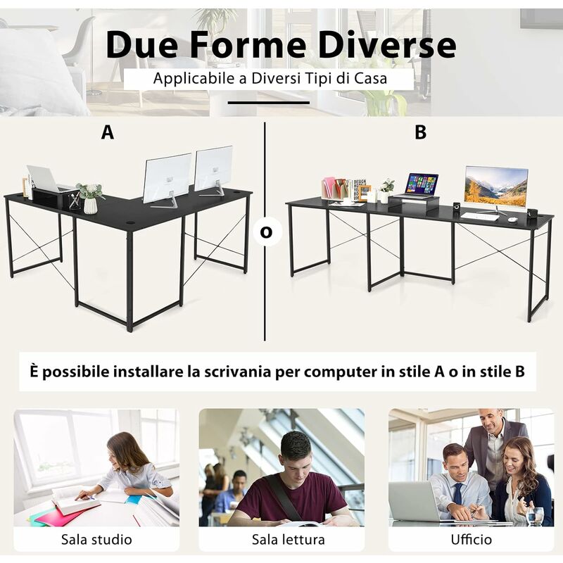GOPLUS Scrivania Doppia Postazione, Scrivania per Ufficio e Studio, con 3  Cassetti e 2 Ripiani, con