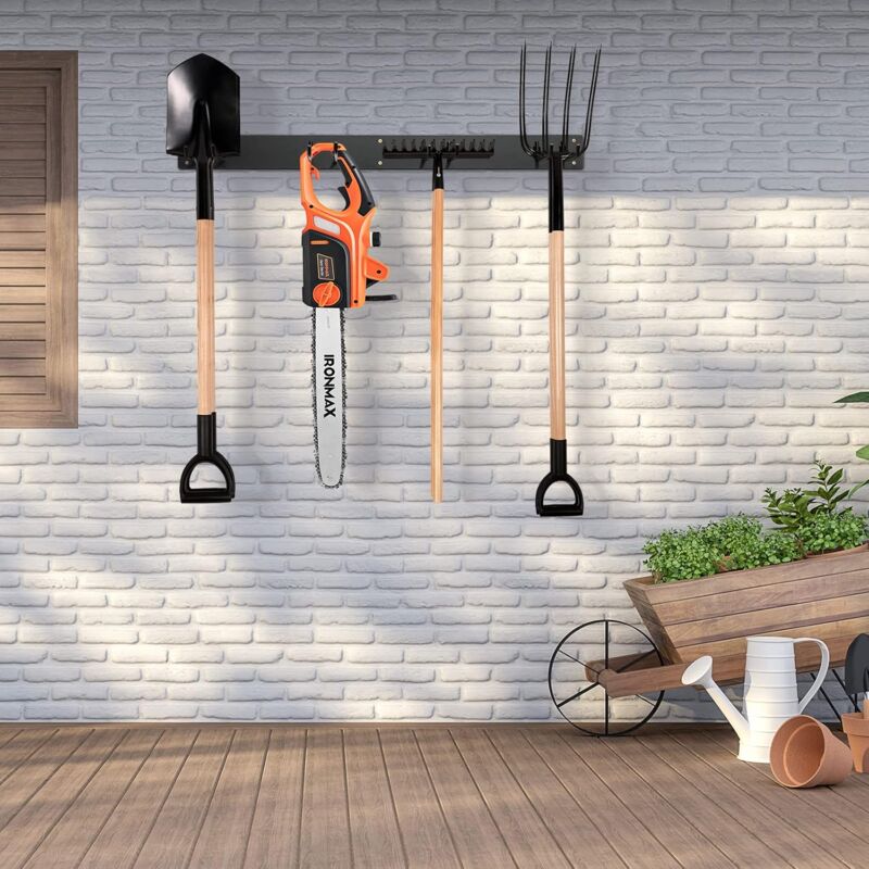 TIDYME Organizer Da Parete Per Attrezzi Da Garage 29609 - Scaffalatura Con Ganci Regolabili, Capacità 181 Kg, Acciaio Al Carbonio, Nero