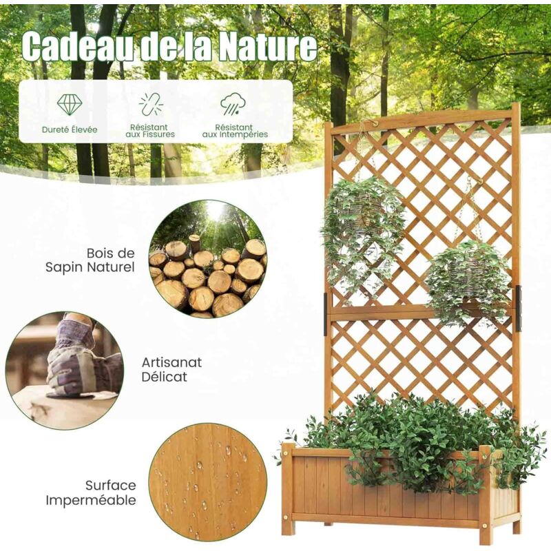 COSTWAY Letto da giardino rialzato con ripiano e 2 rotelle