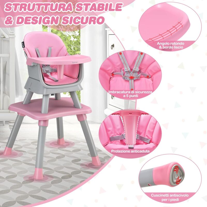 Supporto Piedi Bambini Poggiapiedi Regolabile Seggiolone - Antiscivolo Per Bambini 6 Mesi-6 Anni - Fissaggio Sicuro Con Anelli Gomma Accessorio Seggiolone Antilop - 9