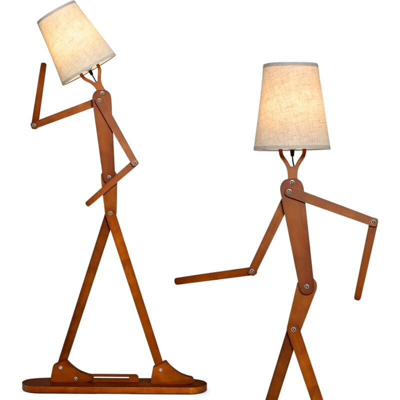 Tecnokit Lampada Da Terra Metal Evolution – Piantana Design cm 20x20x125 in Ferro e Legno, Lampadario da Soggiorno o Camera da Letto, Ideale per Salotto Moderno