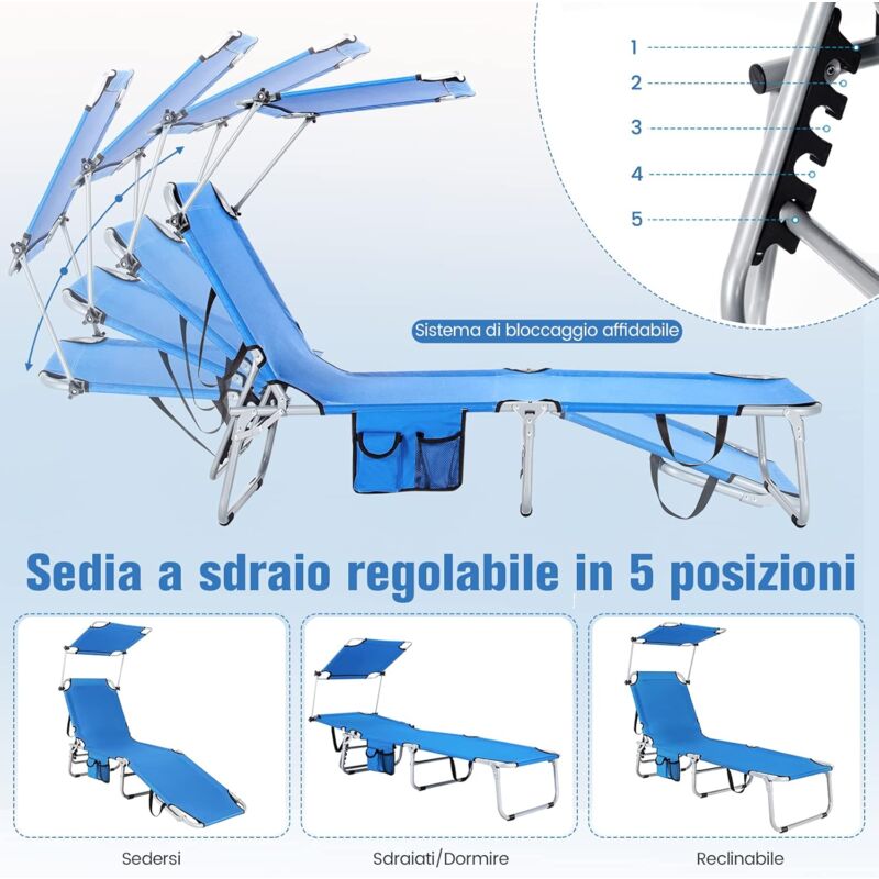 Outsunny Lettino Prendisole Pieghevole con Schienale Reclinabile e Cuscino, Sdraio da Giardino, Spiaggia e Campeggio, Marrone