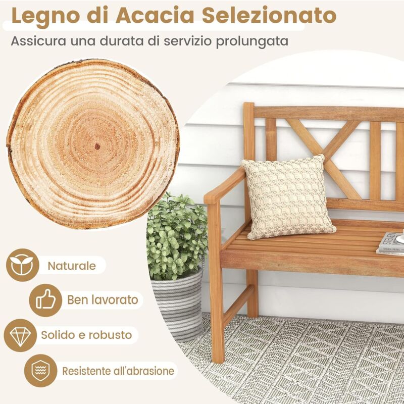 Altalena Da Giardino In Legno Per 2 Persone - Panchina Sospesa Bianca, Capacità 230 Kg, Ideale Per Cortile E Terrazzo - Foto 13