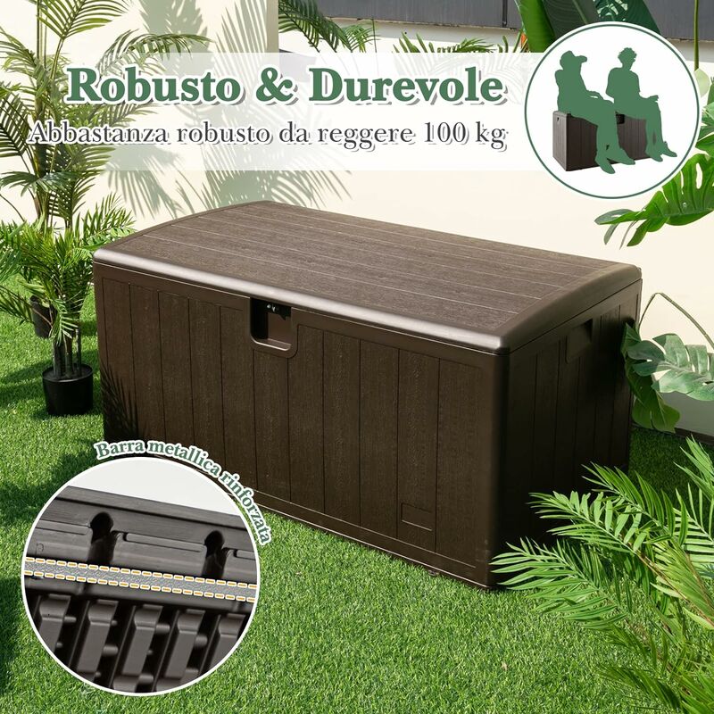 COSTWAY Baule da Giardino 235L, Cassapanca Contenitore in Legno di Acacia  con Coperchio e Maniglia, per Interni e Esterni, 120,5 x 44,5 x 44,5 cm  (Modello 1) : : Giardino e giardinaggio