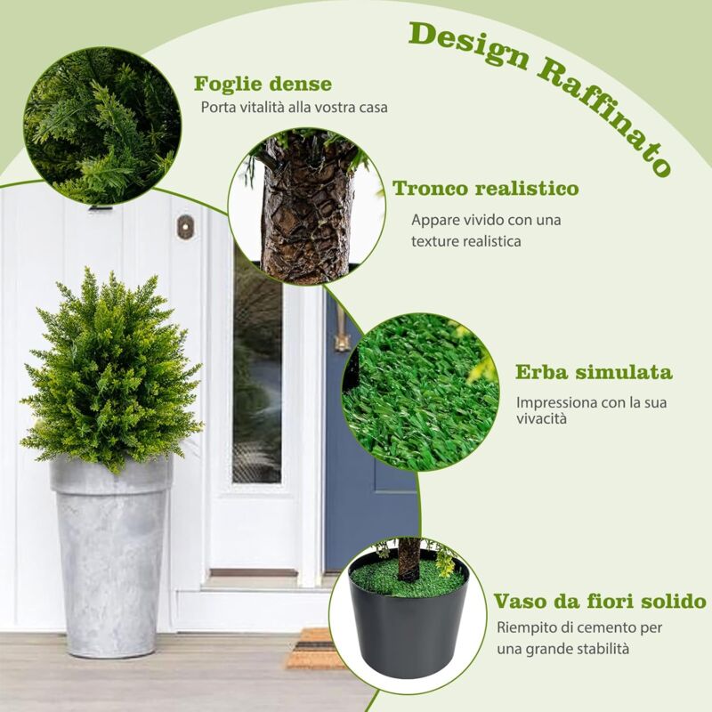 2 Alberi Di Cedro Artificiali Sferici In Vaso – 54,6 Cm, Sempreverdi UV Resistenti Per Esterno E Interno - 3