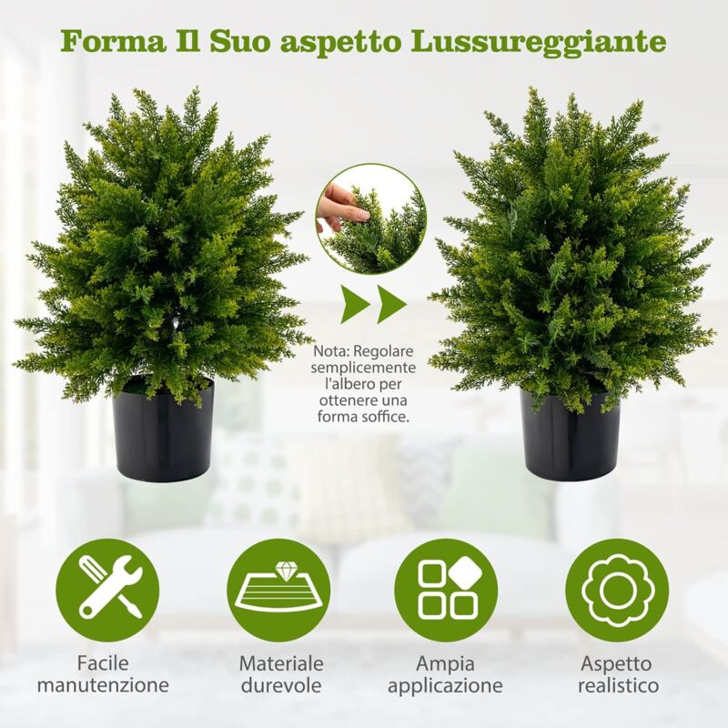 Albero di cedro artificiale da 58 cm, per esterni, realistico sempreverde finto con picchetto, nessuna manutenzione, decorazione rustica per giardino, veranda, ingresso, tutte le stagioni