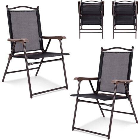 KOMFOTTEU Set Di 2 Sedie Da Giardino Pieghevoli – In Polipropilene E Metallo, Portata 180 Kg, Design A Doghe, Per Balcone E Terrazzo, Senza Montaggio - 2