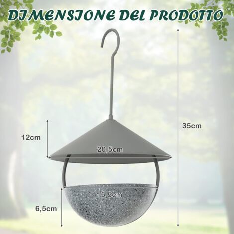 Mangiatoia Per Uccelli Da Esterno 2L In Metallo - Capacità Grande, Resistente Alle Intemperie, Per Giardino
