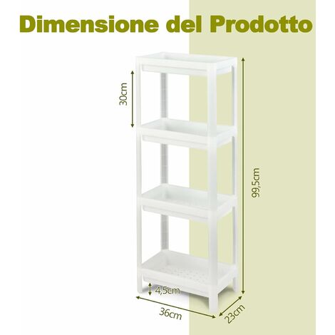 Set di 2 scaffali angolari rimovibili a 3 livelli, Scaffali