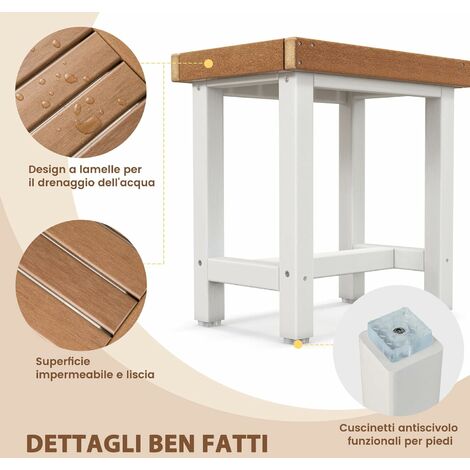 COSTWAY Panca da Doccia, Sgabello da Bagno Impermeabile con Sedile Curvo,  con Portasciugamani e Piedini Antiscivoli