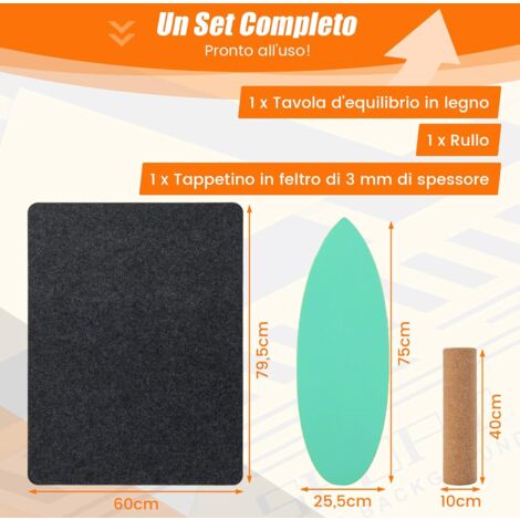 Balance Board In Legno Con Rullo - Portata 160 Kg Per Allenamento E Yoga