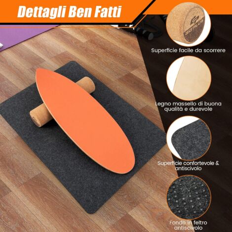 Balance Board In Legno D'Acero Con Rullo E Emisfero – Allenamento Equilibrio Per Adulti, Carico 150kg - 6