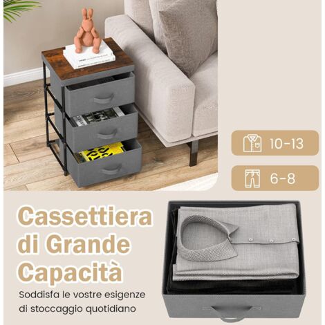 HOMCOM Cassettiera 9 Cassetti In Tessuto Con Struttura In Acciaio – 100x30x100 Cm, Rovere E Grigio, Per Camera, Corridoio - 4