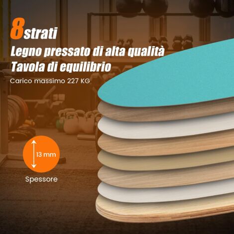 Balance Board In Legno D'Acero Con Rullo E Emisfero – Allenamento Equilibrio Per Adulti, Carico 150kg - 4