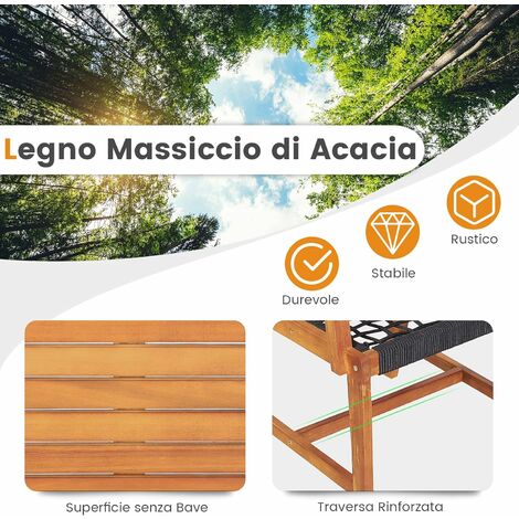 Poltrona in legno di acacia e corda intrecciata