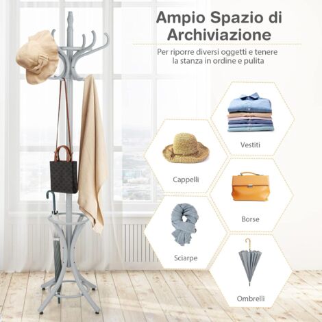 Ingresso Stand Attaccapanni Legno con 12 Ganci Hook Ingresso per Garage