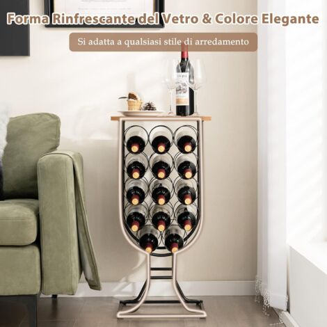 COSTWAY Portabottiglie di Vino, Cantinetta in Legno con Struttura in Metallo e Contenitore per 8 Bottiglie