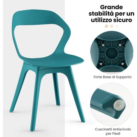 Set 4 Coprisedie Elasticizzati Con Cintura Di Sicurezza – SPRINGRICO Per Sala Da Pranzo, Blu Tallone - 5