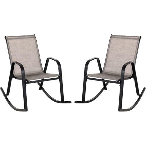 COSTWAY Sedie a Dondolo da Giardino 2 Pezzi, Dondoli da Esterno Ergonomici in Textilene Traspirante e Movimento Dolce, Sedie Dondolo da Balcone Terrazzo Giardino (1/5)