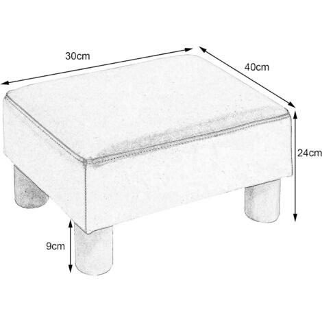 IBUYKE Pouf Poggiapiedi Rettangolare In Pelle PU - Sgabello Imbottito Con Gambe In Legno, Bianco - Foto 4