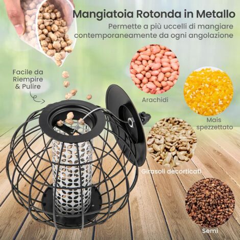 Mangiatoia Per Uccelli A Prova Di Scoiattolo A Forma Di Tetto | Alimentatore In Metallo 0,9 Kg Per Giardino E Balcone