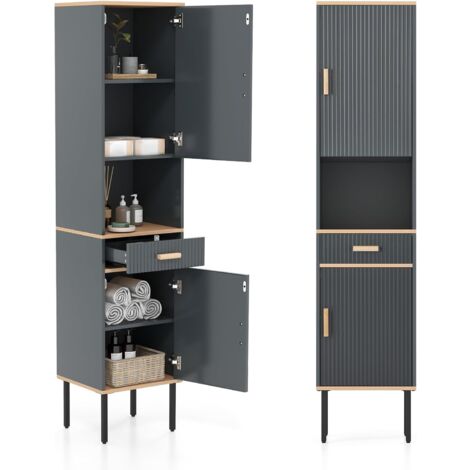 Mobile Bagno 4 Livelli In Bambù - HOMCOM 33x31x110cm, Antiribaltamento, Color Legno - Foto 8