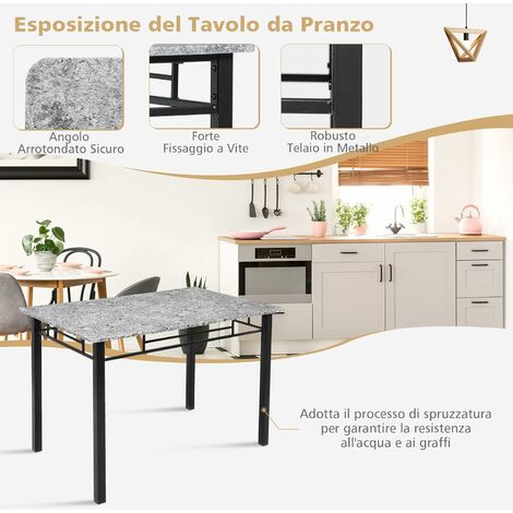 Set da tavolo da pranzo 5 pezzi per 4 persone, Tavolo rettangolare