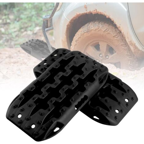 COSTWAY Tappetino di Trazione 2 Pezzi, Carico 10T, Piastre di Trazione per SUV Camper Auto Camion, Tavola di Recupero per Piste Offroad, per Sabbia, Neve, Fango (Nero, 58 x 31 x 6 cm)