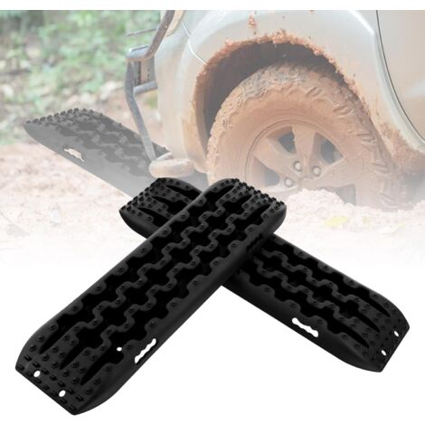 COSTWAY Tappetino di Trazione 2 Pezzi, Carico 10T, Piastre di Trazione per SUV Camper Auto Camion, Tavola di Recupero per Piste Offroad, per Sabbia, Neve, Fango (Nero, 107 x 31 x 7 cm)