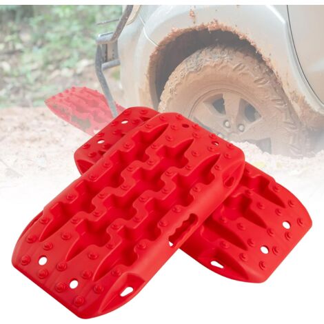 COSTWAY Tappetino di Trazione 2 Pezzi, Carico 10T, Piastre di Trazione per SUV Camper Auto Camion, Tavola di Recupero per Piste Offroad, per Sabbia, Neve, Fango (Rosso, 58 x 31 x 6 cm)