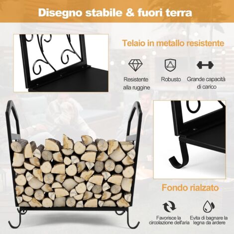 Pinze Per Legna Da Ardere - Con Manico In Legno Per Camino E Braciere | Ideale Interno/Esterno - Foto 5