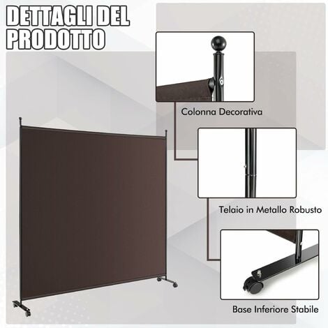 Paravento/Separè per Interni/Balcone, 171 x 150 cm (AxL) Divisorio a 3  Pannelli per Camera da Letto/Studio Medico - Struttura Pieghevole - Bianco