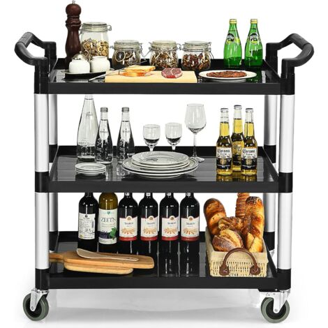 COSTWAY Carrello di Servizio a 3 Ripiani, Carrello Multiuso con Maniglie Ampio Spazio e Ruote Flessibili con Freni, Adatto a Ufficio Ristorante Casa Officina, 103x49x98 cm (1/5)