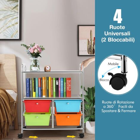 Cocoarm for vasta0 Libreria mobile con ruote, libreria mobile, carrello portaoggetti, organizer per ufficio, camera da letto, bagno, lavanderia (5